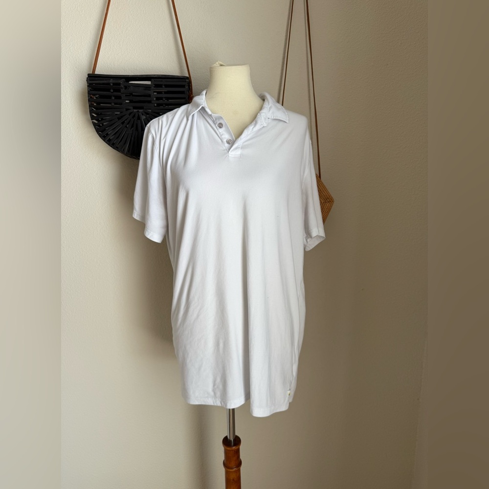 Vuori White Short Sleeve Polo T Shirt, Size Large